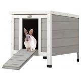 RHC-5142-WH-BNFBA-1 Wooden Bunny Rabbit Hutch