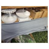 4 pc White maetal cake/ holders 16) pint jars w/ h