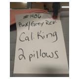 Pink/Grey reversible comforter w/pillows