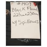 Blk w/ pink and tan floral print w/ pillows