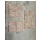 3 pc bathroom rugs 2 floor rugs, 1 bowl rug tan co