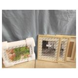 3 Blonde wood frames 11X14" & 4) white frames
