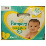 Pampers size 2 swaddlers 186 count diapers