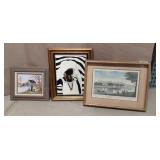 3pc small paintings and prints