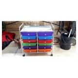 Rolling 12 drawer storage unit