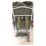 Exterior Frame backpack with camping gear