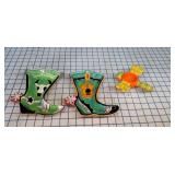 3pc southwest art Boot dishes & dragonfly