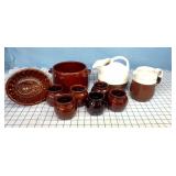 8pc Brown glazed pottery