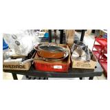 3 boxes of kitchen gadgets pots & pans