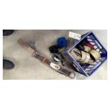 Milk Crate of ratchet straps & safety straps