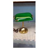 Bankers lamp w/ green glass shade & box
