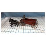 Cast Toy Horse team & dump wagon