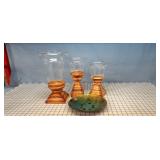 3pc candle hodler & decorative plate