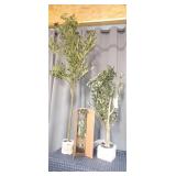 A4D3 3pc faux olive trees green/brown plastic