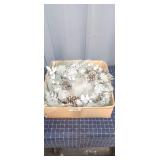 A1B3 1pc flocked wreath with bulbs silver plastic/