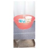 A1B3 3pc christmas bulbs & bin red/rose/blue