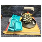 Section 4 black HD shelf 3pc Cutting Board & teapo