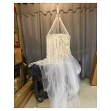 A1C2 1pc Boho Swag lamp hanging white rope