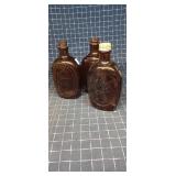 Byron A3-E2 3pc Vintage maple syrup bottles Brown