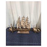 Byron 3 3pc Vintage Model ships wood