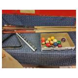 Byron 2 10pc Vintage Group of pool sticks and Tan