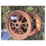 2 Round Spoke Wheel 16"x 4 1/2" w/Hubs