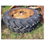 2 12.4 x 38 Tires on 9 bolt Rims Matching Tread