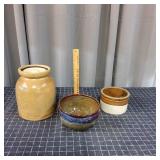 R2 3pcs vintage Pottery Stoneware ,glazed