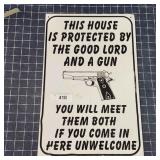 L3 home security tin sign