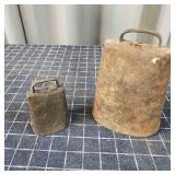 D4 2pc Antique Cowbells 3-6" Tall