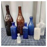 S2 8pc Antique Bottles Michigan Brands Various Siz