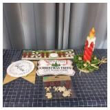 M2 8pc+ vintage candle, christmas signs,