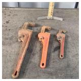 T2 3pc Ridgid, Craftsman, other pipe Wrenches 8" -