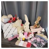 Q3 30pc+ wooden bunny+wagon Easter/spring decor