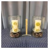 A3F2 2pcs Glass Candles 13 Inch Tall