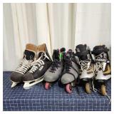 Q3 3 Pair Hockey Skates, Rollerblades, Bauer & oth