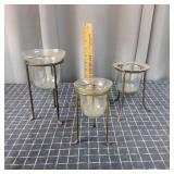 J2 3Pc Metal / glass Candle holders