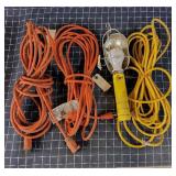 T4 3Pc Extention cords Work light 25 Ft 110 V