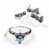 MC Pendant, Ring & Earring set Size 7 10K White Go