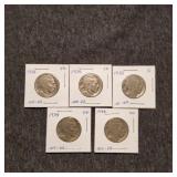 MC 5PC 1934-1936 Buffalo nickels readable Dates
