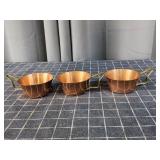i2 3pc vintage copper cups 1.5" x 3