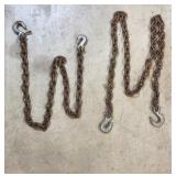 K2 2Pc 3/8 Chain Log chains W /  Hooks 5 FT & 8 Ft