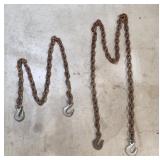 K2 2Pc 3/8 chain Log chains W / Hooks 6 Ft  & 10 F