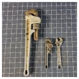 G2 3Pc 12  in aluminum pipe wrenches 6 in rigid 6