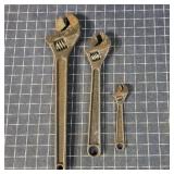 G2 3Pc Diamalloy Adjustable wrenches 6-12-15 inch