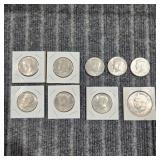 MC 9pc (1) Ike Dollar (8) Kennedy Halves,
