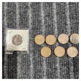 MC 8pc (7) Wheat back, (1) Indian Head Pennies