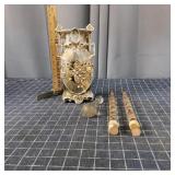 iI2 4pc Germany Vase & candle sticks Clear Glass P