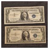 MC 2Pc Silver certificates One dollar 1957-1957 F