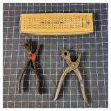 T2 3Pc Cribbage board game Leather punches